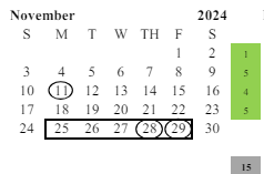 District School Academic Calendar for Jackson (andrew) Elementary for November 2024