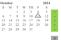 District School Academic Calendar for George Washington Charter for October 2024