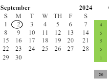 District School Academic Calendar for Carrillo Ranch Elementary for September 2024