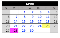 District School Academic Calendar for Bright Star Elementary School for April 2025
