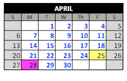 District School Academic Calendar for Eastside Elementary School for April 2025