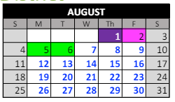 District School Academic Calendar for Bill Arp Elementary School for August 2024