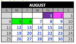 District School Academic Calendar for Beulah Elementary School for August 2024