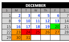 District School Academic Calendar for Chapel Hill Middle School for December 2024
