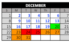 District School Academic Calendar for Bright Star Elementary School for December 2024
