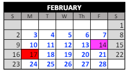 District School Academic Calendar for Winston Elementary School for February 2025