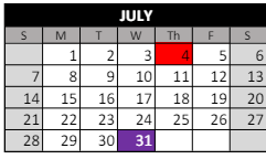 District School Academic Calendar for Bright Star Elementary School for July 2024