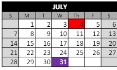 District School Academic Calendar for Burnett Elementary School for July 2024