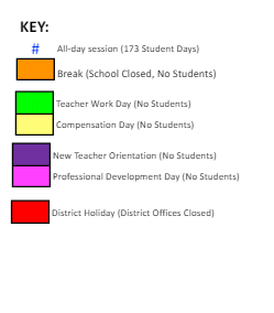 District School Academic Calendar Legend for Stewart Middle School