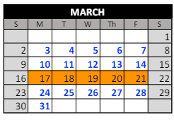 District School Academic Calendar for Eastside Elementary School for March 2025