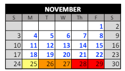 District School Academic Calendar for Chapel Hill Middle School for November 2024