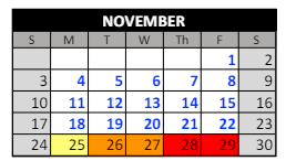 District School Academic Calendar for Chapel Hill High School for November 2024