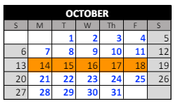 District School Academic Calendar for Bright Star Elementary School for October 2024