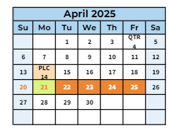 District School Academic Calendar for Sierra Crest Academy for April 2025