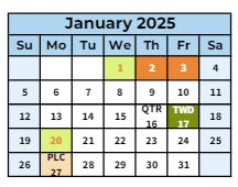 District School Academic Calendar for Sierra Crest Academy for January 2025