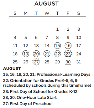 District School Academic Calendar for Thomas Jefferson Middle School for August 2024