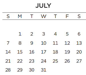 District School Academic Calendar for Thomas Jefferson Middle School for July 2024