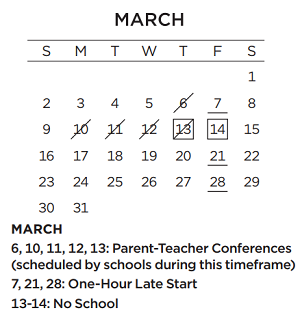 District School Academic Calendar for Thomas Jefferson Middle School for March 2025