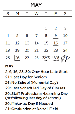 District School Academic Calendar for Thomas Jefferson Middle School for May 2025