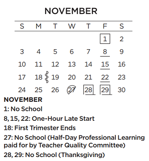 District School Academic Calendar for Thomas Jefferson Middle School for November 2024