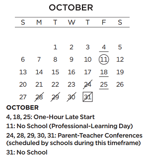 District School Academic Calendar for Thomas Jefferson Middle School for October 2024