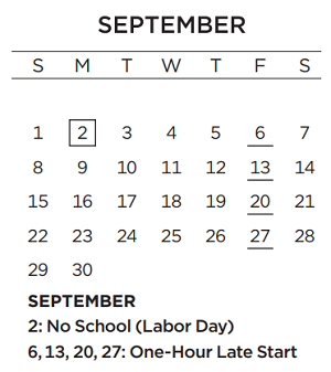 District School Academic Calendar for Thomas Jefferson Middle School for September 2024
