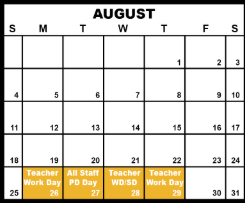 District School Academic Calendar for Early Childhood Special Education for August 2024