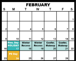 District School Academic Calendar for Early Childhood Special Education for February 2025