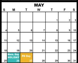 District School Academic Calendar for Early Childhood Special Education for May 2025