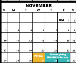 District School Academic Calendar for Early Childhood Special Education for November 2024