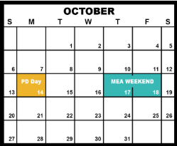 District School Academic Calendar for Early Childhood Special Education for October 2024