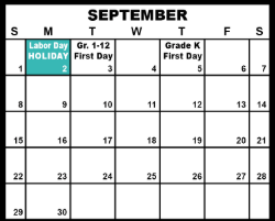 District School Academic Calendar for Duluth Online Program for September 2024