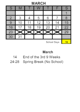 District School Academic Calendar for Brummitt Elementary School for March 2025