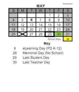 District School Academic Calendar for Brummitt Elementary School for May 2025