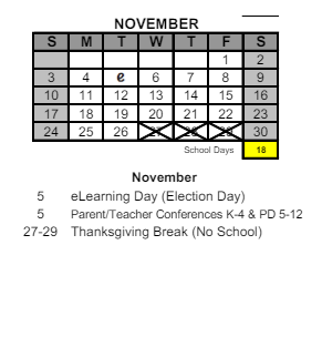 District School Academic Calendar for Brummitt Elementary School for November 2024