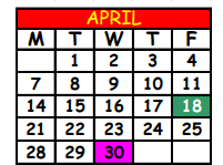District School Academic Calendar for Duval Regional Juvenile Detention Center for April 2025