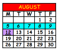 District School Academic Calendar for Hogan-spring Glen Elementary School for August 2024