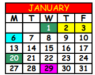 District School Academic Calendar for Ortega Elementary School for January 2025