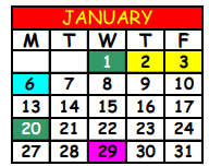 District School Academic Calendar for Oceanway Elementary School for January 2025