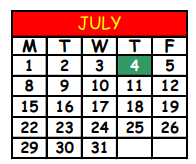 District School Academic Calendar for Oceanway Elementary School for July 2024