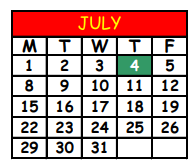 District School Academic Calendar for Teen Parent Service Center for July 2024