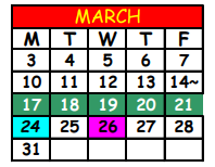 District School Academic Calendar for Tiger S.H.O.P for March 2025