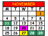 District School Academic Calendar for Crown Point Elementary School for November 2024
