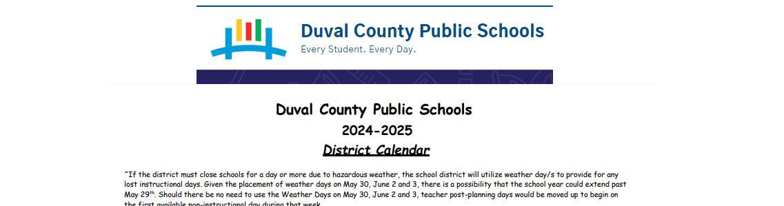 District School Academic Calendar for Duval County Superintendent's Office