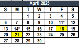 District School Academic Calendar for High Country Elementary for April 2025