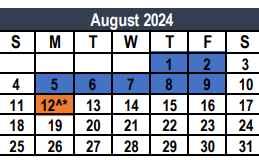 District School Academic Calendar for Tarrant Co J J A E P for August 2024