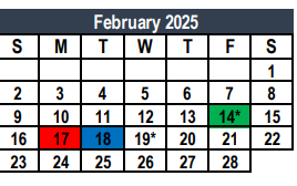 District School Academic Calendar for Chisholm Ridge for February 2025