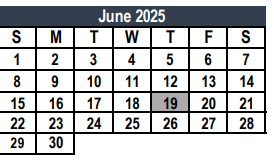 District School Academic Calendar for Saginaw Elementary for June 2025