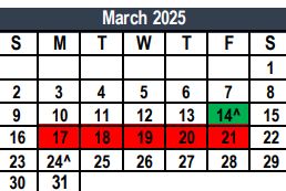 District School Academic Calendar for Saginaw High School for March 2025