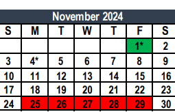 District School Academic Calendar for Saginaw Elementary for November 2024